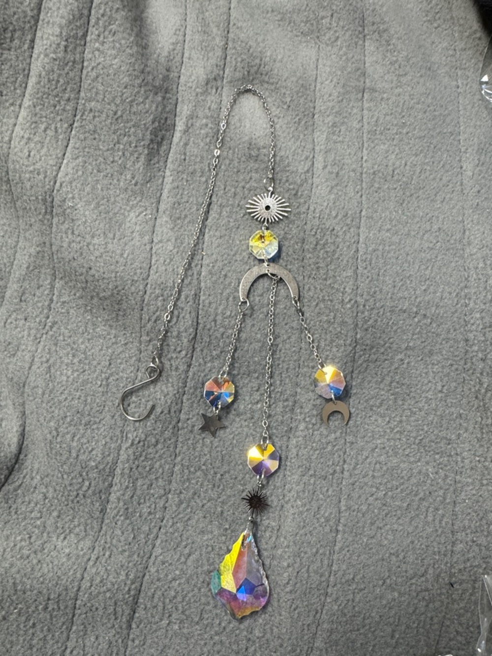 Crystal Sun & Moon Pendant Sun Catcher in Iridescent Yellow****FINAL MARKDOWN***